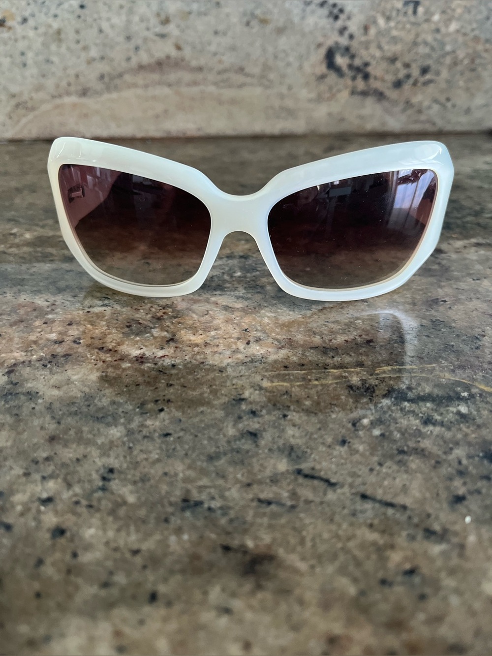 Oliver Peoples White Sunglasses with Brown Gradient Lenses